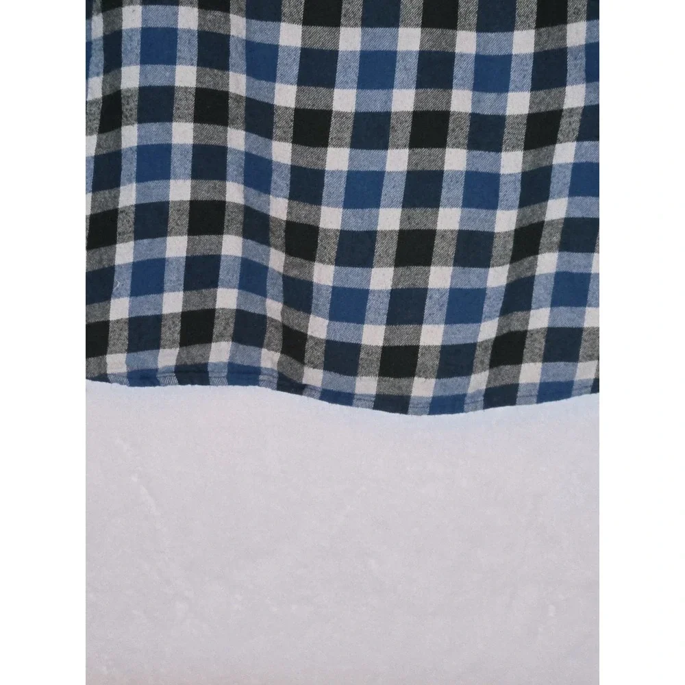 J. Crew Flannel Shirt‎ Men's Large Slim Fit Blue/White Button Down Plaid